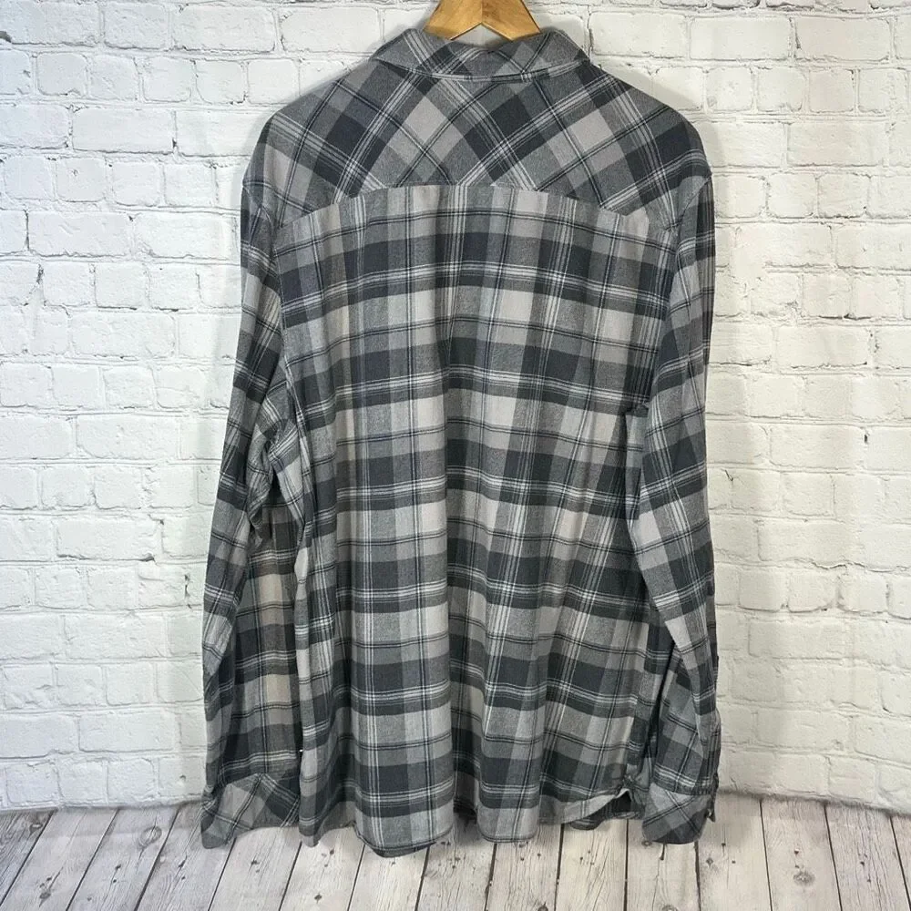 The North‎ Face Flannel Shirt Mens XXL Gray Black Plaid